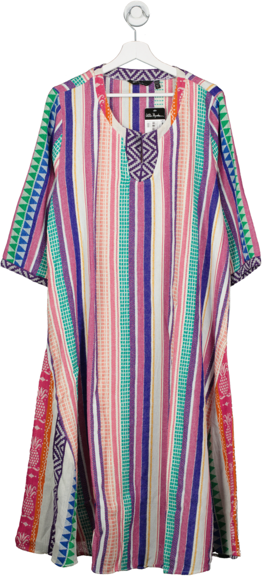 ULLA POPKEN Multicoloured Graphic Jacquard Stripe Cotton Caftan Dress BNWT UK 20