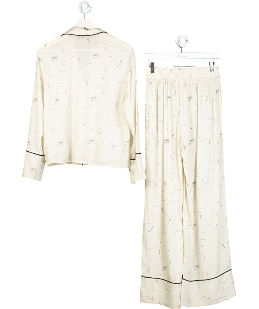 Six Stories Cream Limited Edition Long Sleeve Wide Leg Pyjama Set UK 8