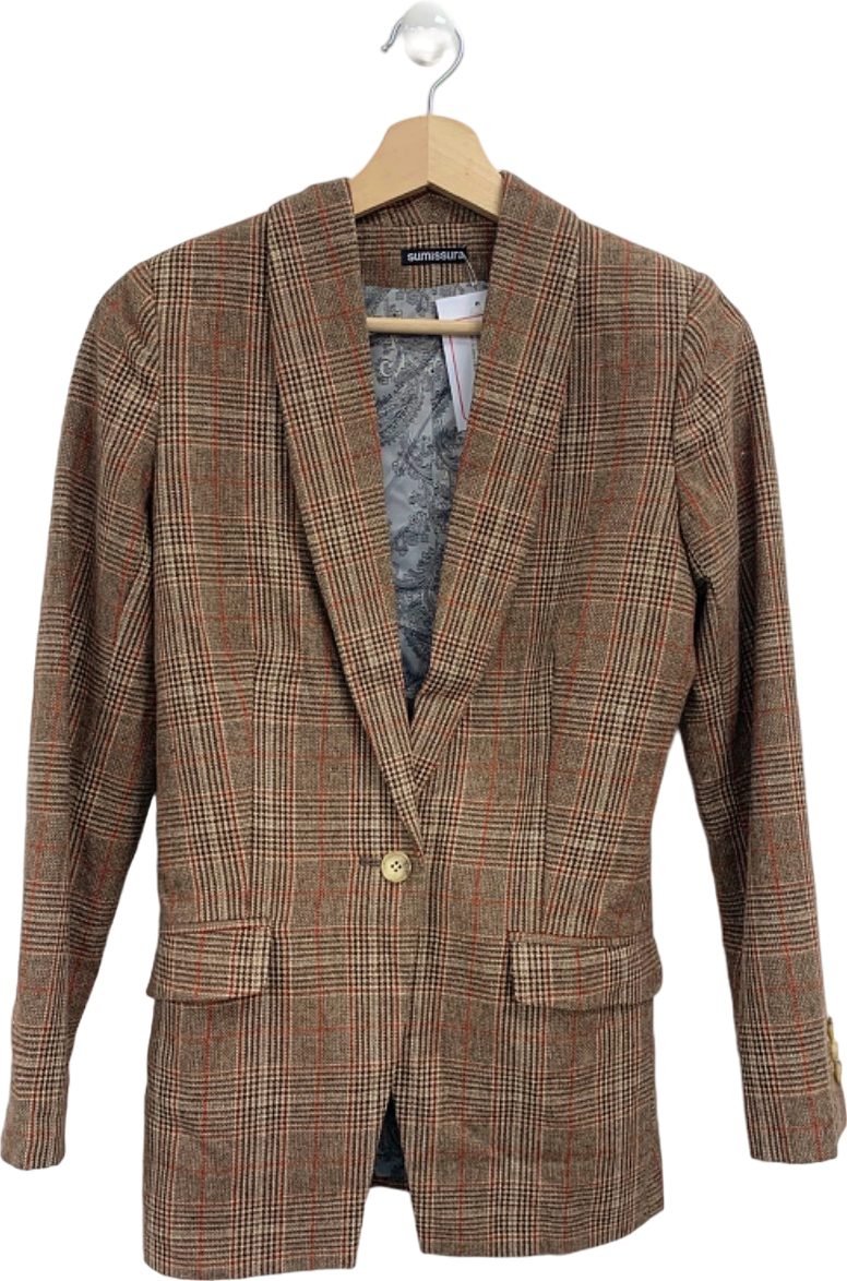 Sumissura Beige and Red Checked Blazer UK XS/S