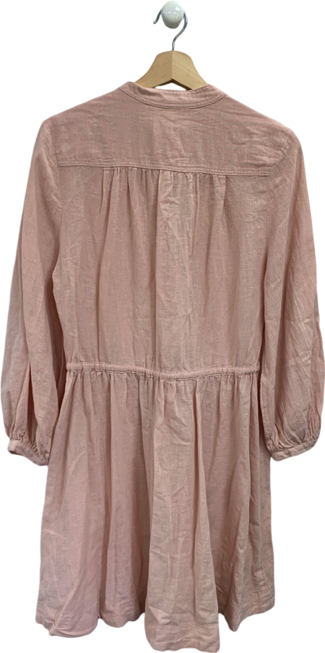 H&M Pink Linen-Cotton Blend Dress UK XS
