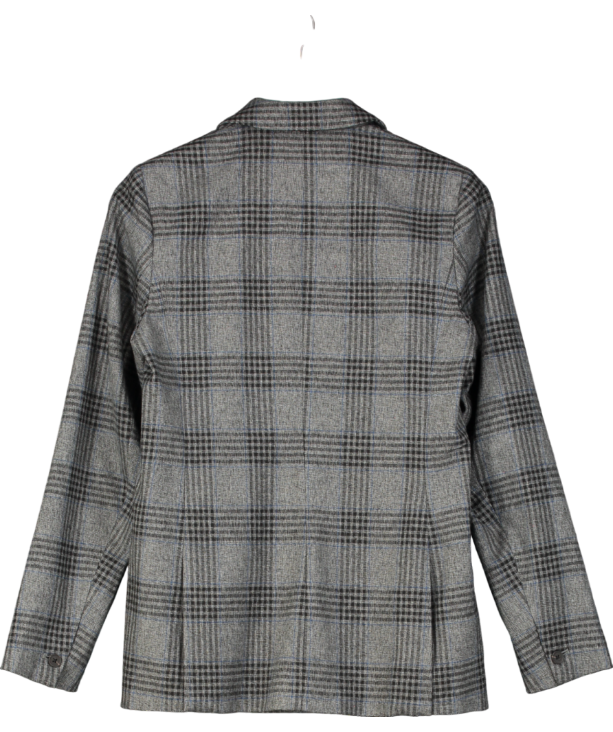 Abercrombie & Fitch Grey Double Breasted Check Blazer UK 6