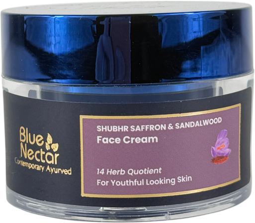 BLUE NECTAR Anti Aging Face Cream For Women With Saffron Sandalwood | Ayurvedic Alternate To Retinol Cream For Fine Lines & Wrinkles | Day & Night Face Moisturiser For Mature Skin 100g