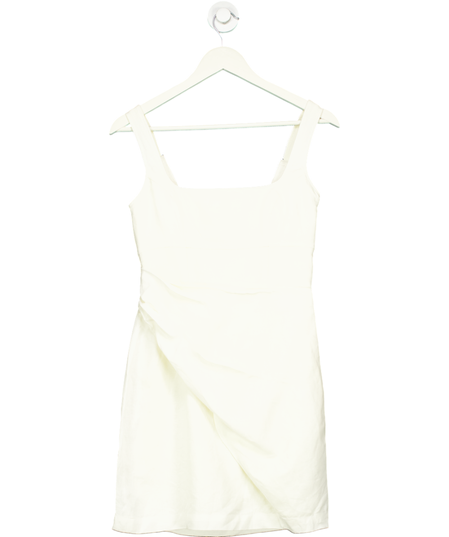 REISS Cream Linen Pleat Detail Mini Dress UK 6