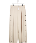 Karen Millen Beige Tailored Pleated Button Detail Straight Leg Trousers UK 14