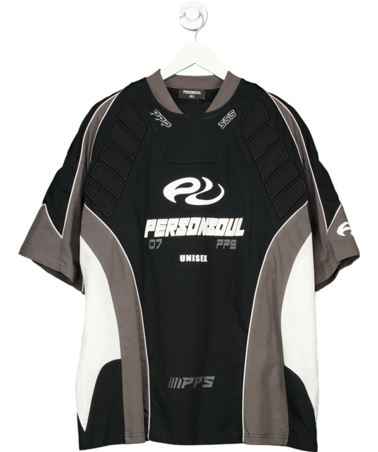 PersonSoul Black Split Sleeve Racing T-shirt UK L