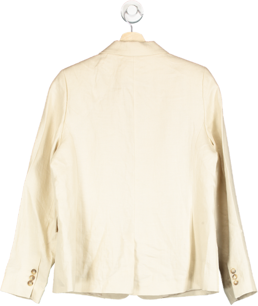 Anthropologie Beige Linen Blazer Jacket UK 14
