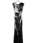 Karen Millen Grey Archive Graphic Print Open Back Fish Tail Maxi Dress UK XS