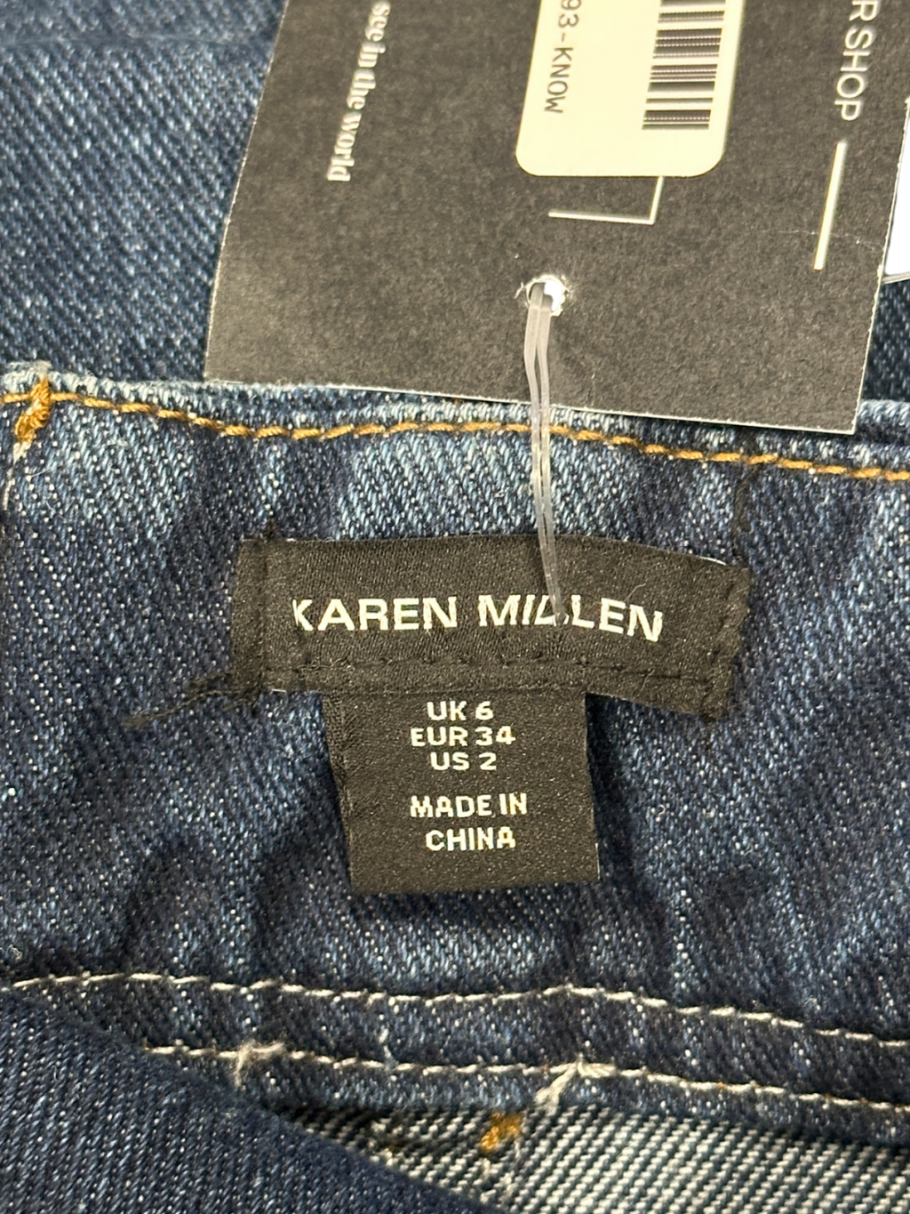 Karen Millen Blue Contrast Stitch Detail Corset Waist Denim Midi Skirt UK 6
