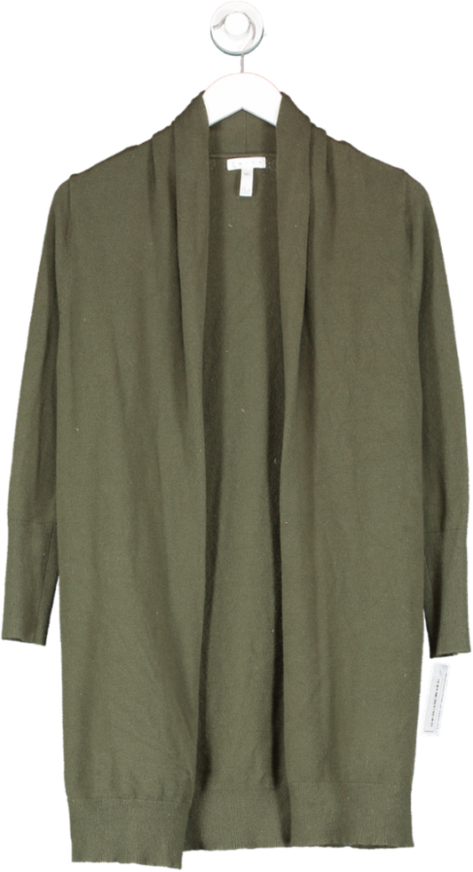 Leith Green Long Sleeve Open Front Cardigan UK XXS