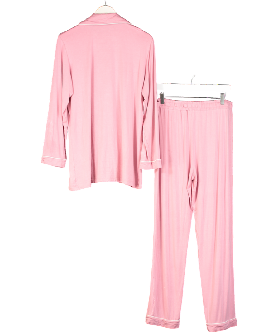 Joyaria Pink Soft Pyjama Set With Contrast Piping UK M