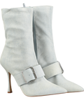 STEVE MADDEN Blue Banter Denim Pointed Toe Buckle Detail Boots UK 7 EU 40