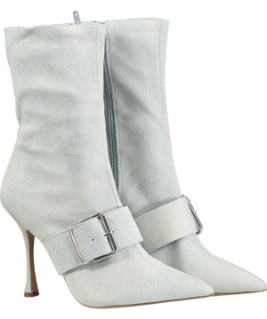 STEVE MADDEN Blue Banter Denim Pointed Toe Buckle Detail Boots UK 7 EU 40