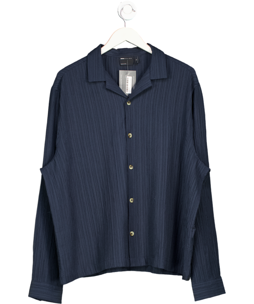 ASOS Blue Boxy Textured Regular Shirt UK XL