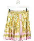 VERSACE Yellow Pleated BAROCCO GODDESS  SILK Print Mini Skirt UK XS