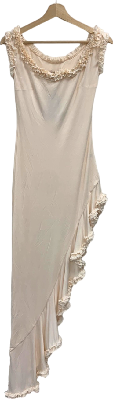 Meshki Ivory Arielle Off Shoulder Ruffle Midi Dress UK S