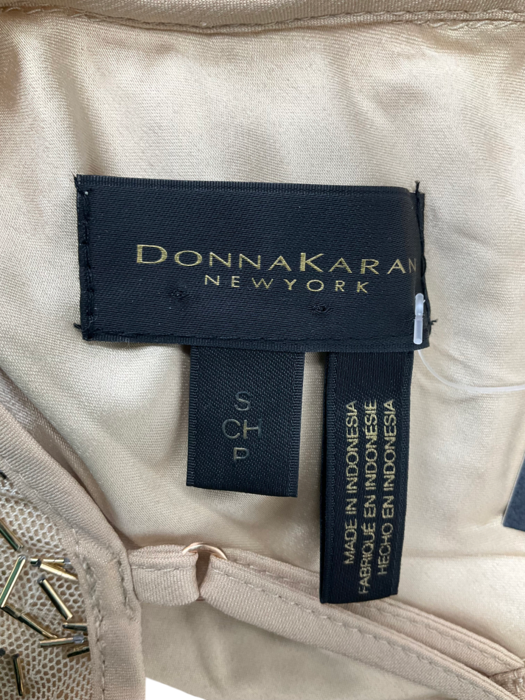 Donna Karan Metallic Bugle Beaded Dress UK S