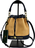 HOLLAND COOPER Abbot Bucket Bag Rattan / Navy Blue