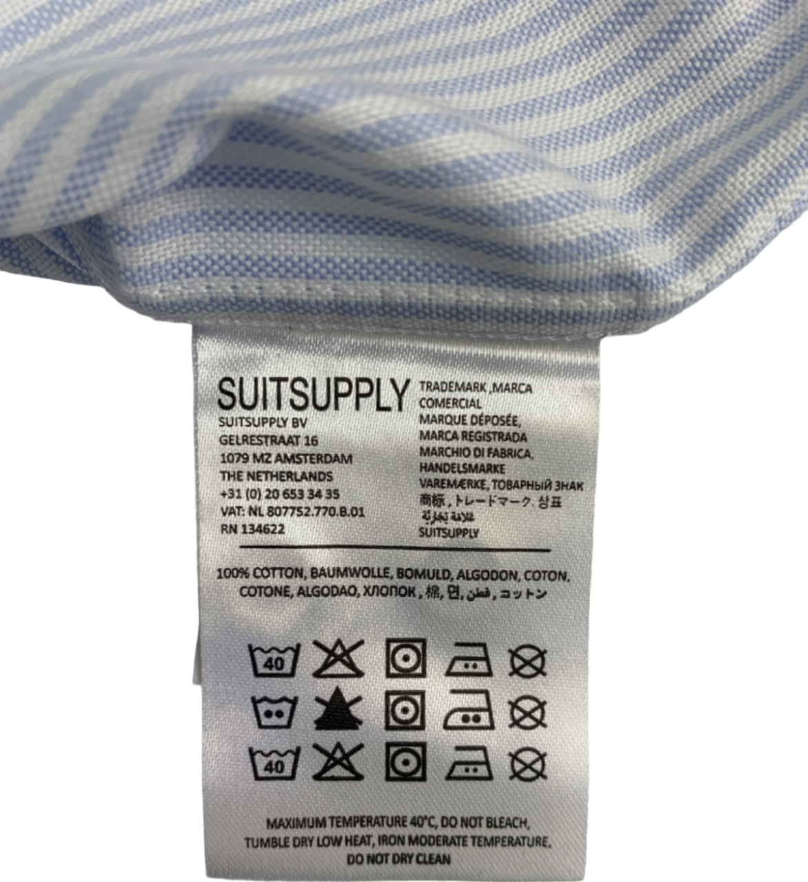 Suitsupply Blue Striped Oxford Casual Shirt UK 15.5 " Neck
