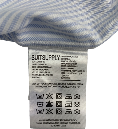 Suitsupply Blue Striped Oxford Casual Shirt UK 15.5 " Neck