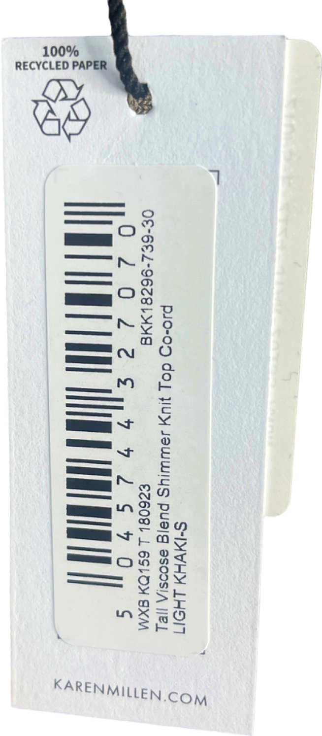 Karen Millen Light Khaki Shimmer Knit Top Co-ord UK 8