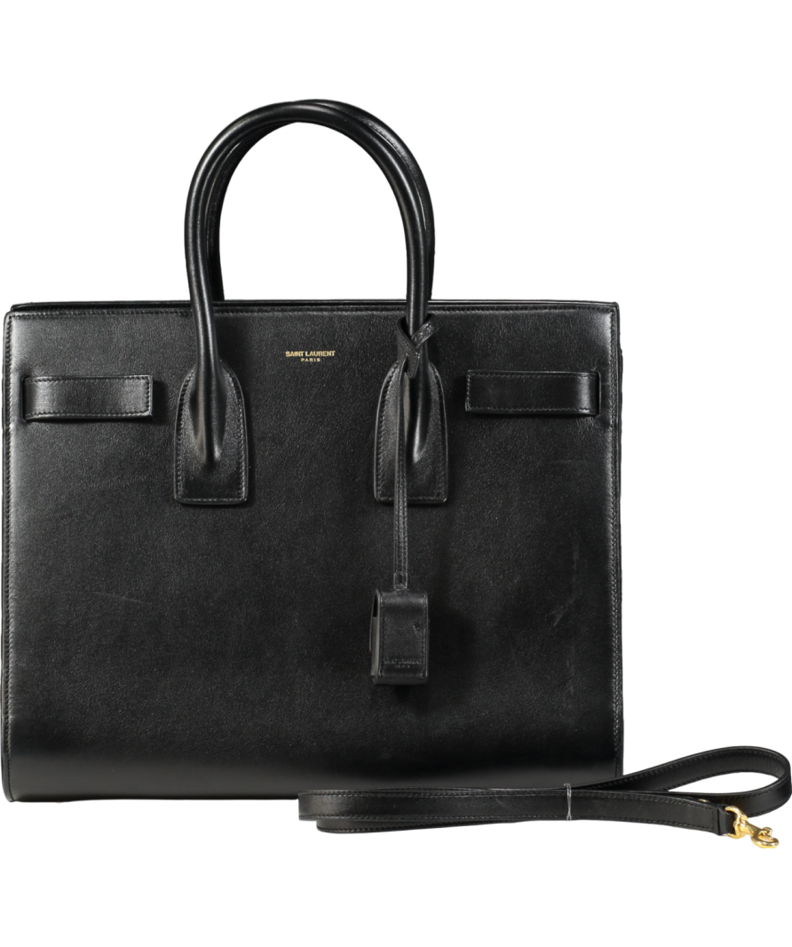 Saint Laurent Black Sac De Jour Leather Tote Bag