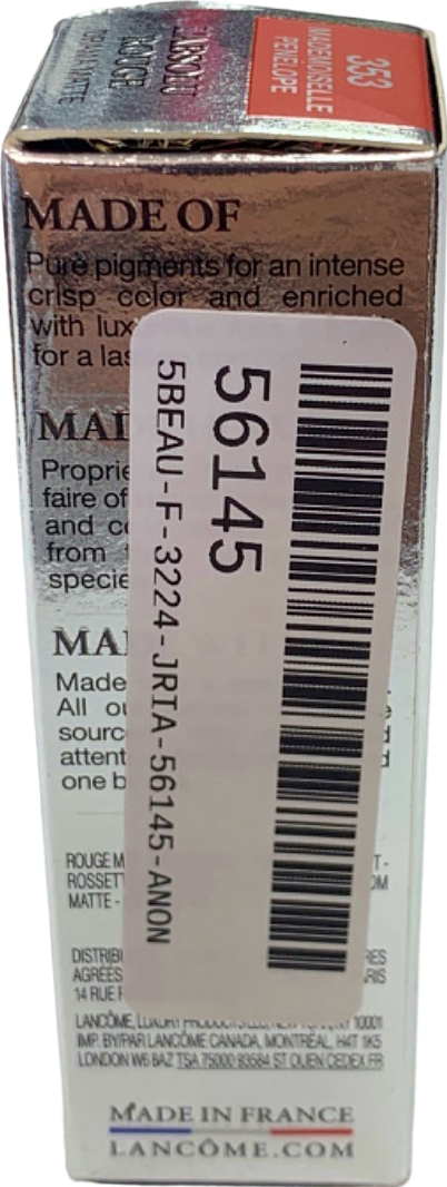 Lancôme L'Absolu Rouge Drama Matte Lipstick 353 Mademoiselle Penelope 3.4g