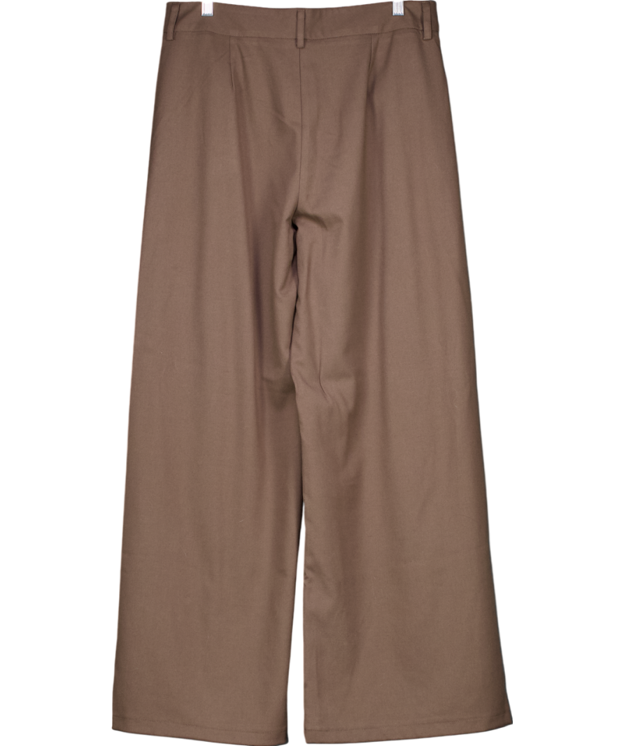 White Fox Brown All She Is Chocolate Wide Leg Trousers UK L