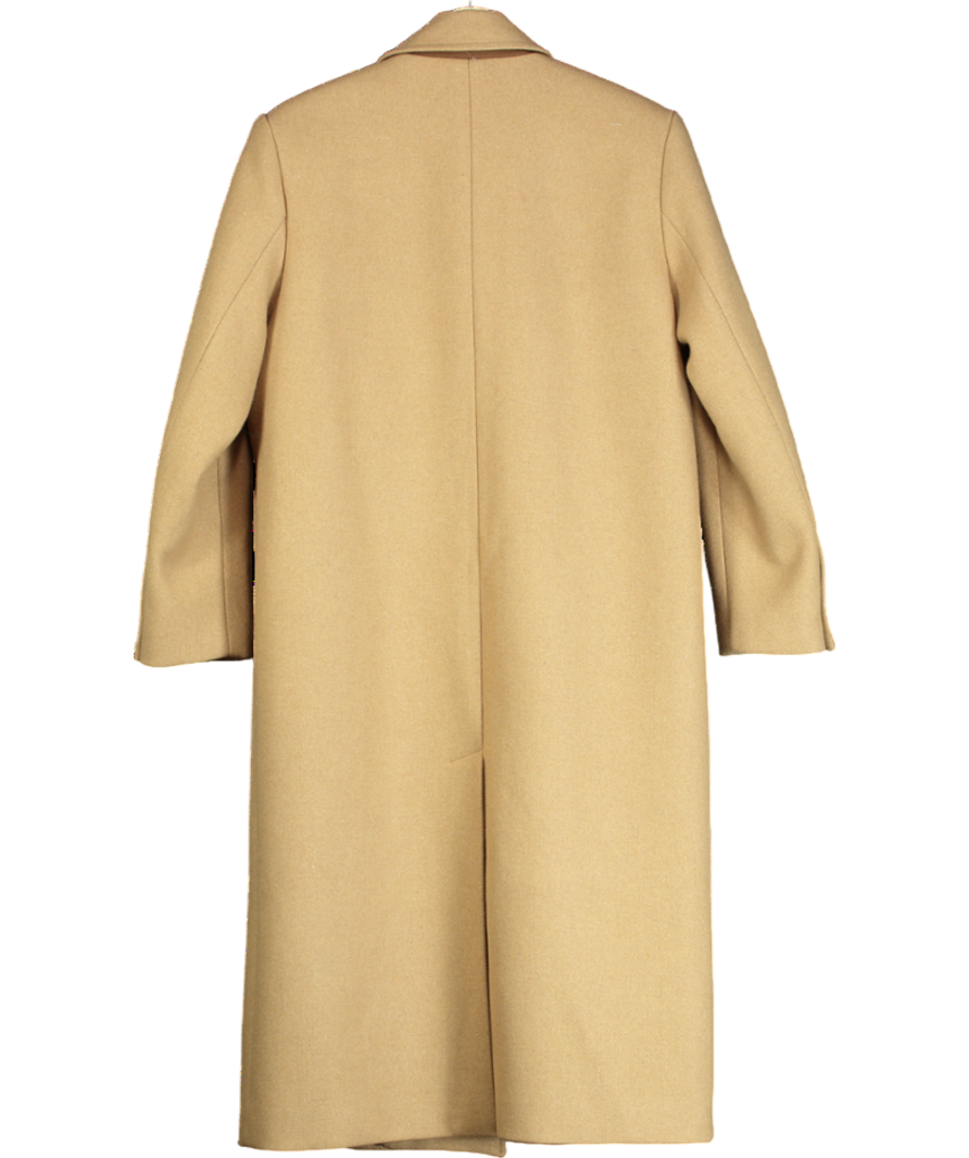 London Flat Beige Wool Overcoat UK M