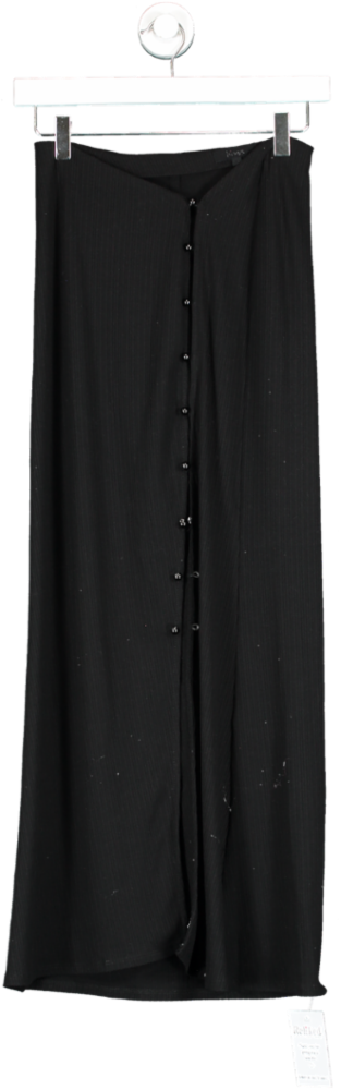 Hours Black Button Front Maxi Skirt UK XS