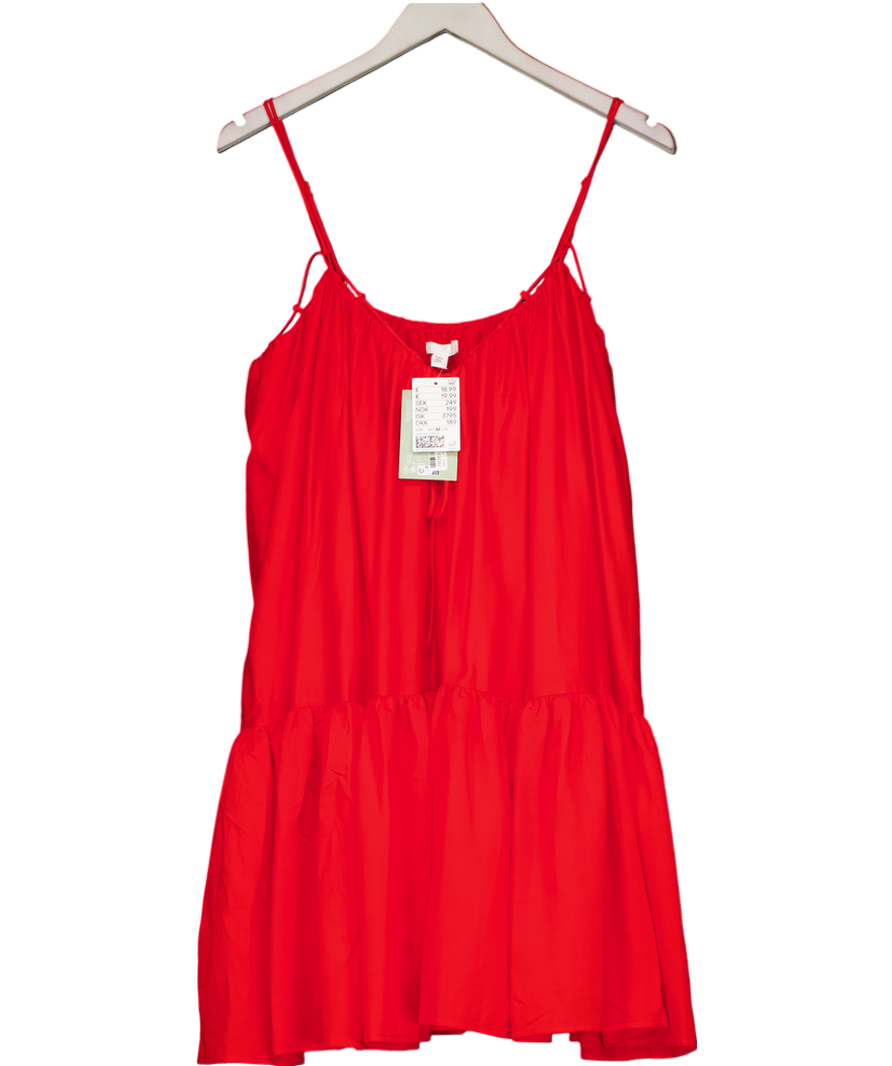 H&M Red Relaxed Strappy Smock Dress UK M