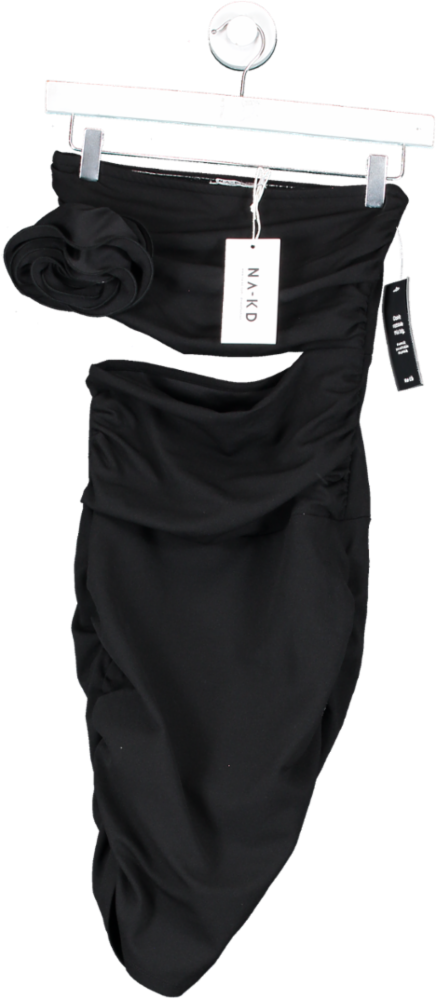 NA-KD Black Rose Cut Out Mini Dress UK XS