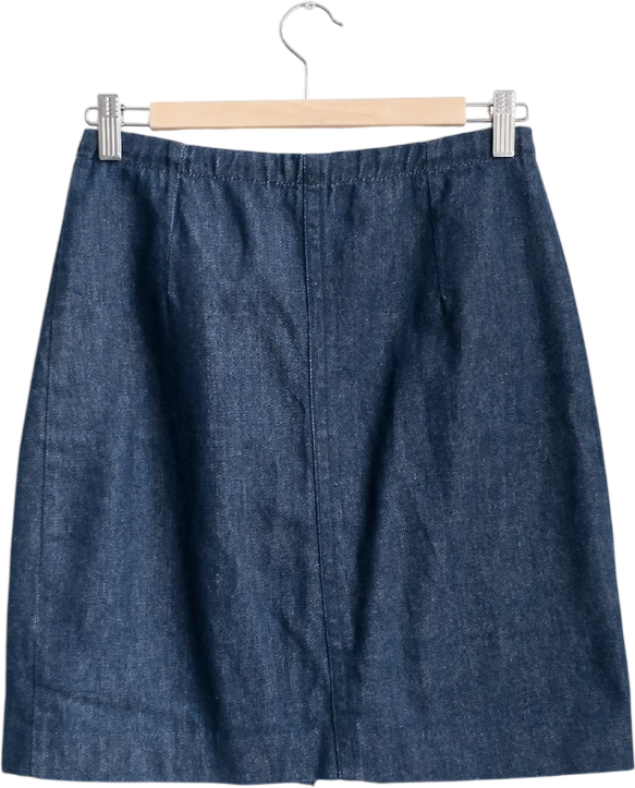 SANDRO PARIS Blue Denim Button Through Mini Skirt UK 8