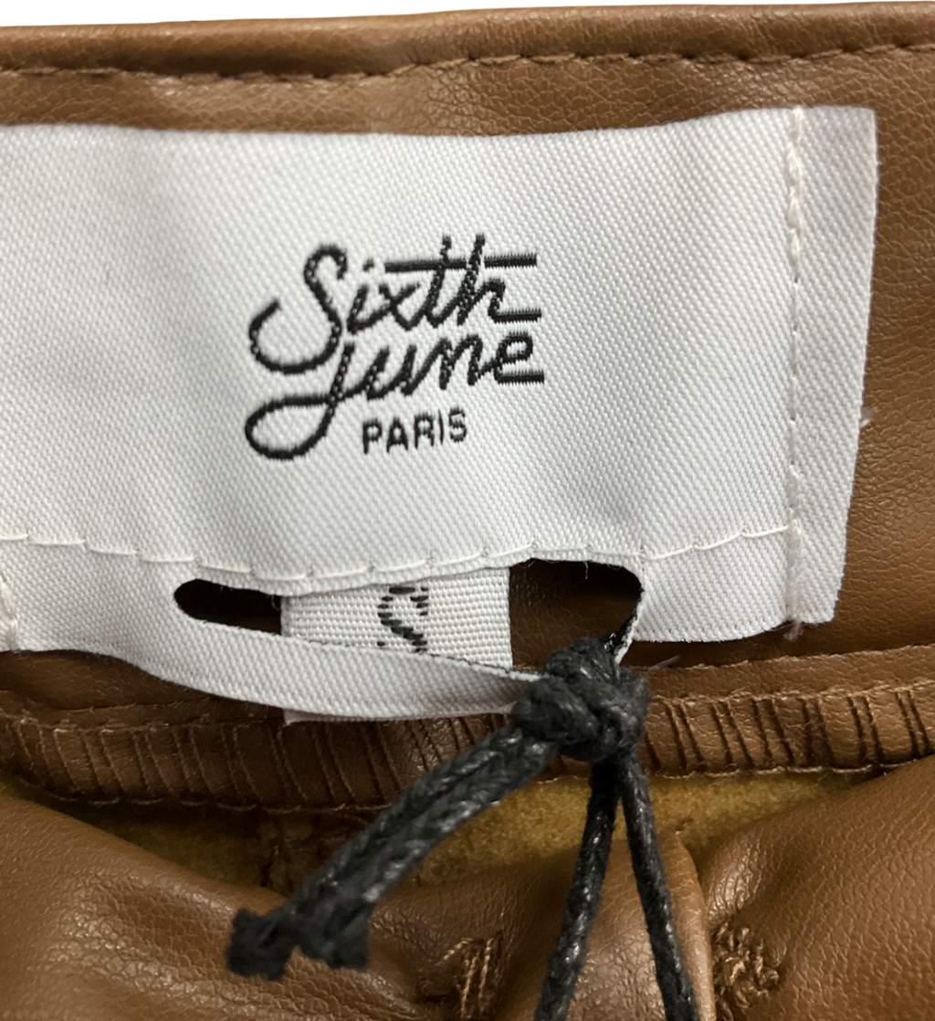 Sixth June Brown Flared Leather Style Trousers UK S