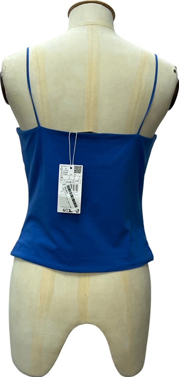 MANGO Blue Strapless Straight-neck Top UK M