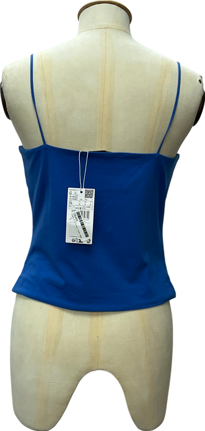 MANGO Blue Strapless Straight-neck Top UK M