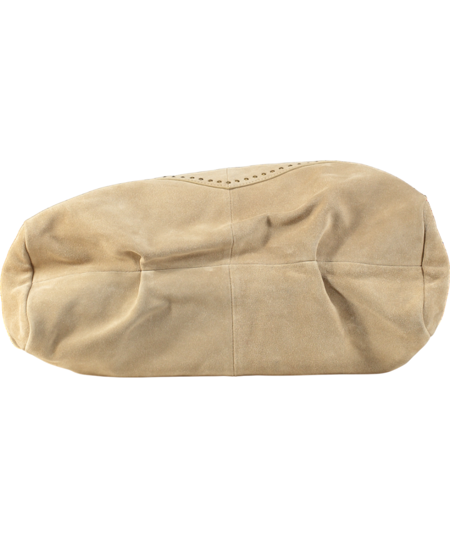 Next Beige Suede Leather With Gold Details Bag