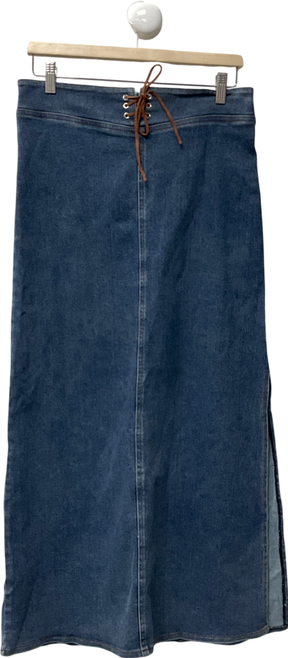 Motelrocks Lafille Denim Maxi Skirt In Blue Wash UK M