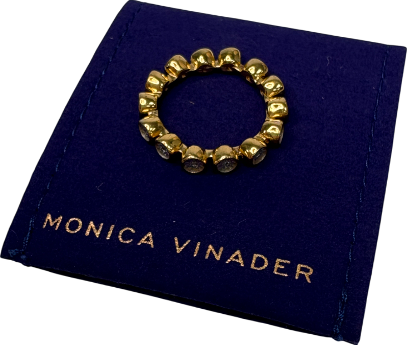 Monica Vinader Metallic 18k Gold vermeil Diamond Essential Tennis Ring SIZE J