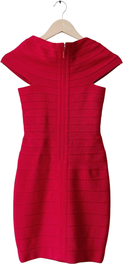 Herve Leger Iconic Red Knit Bandage Dress UK XS