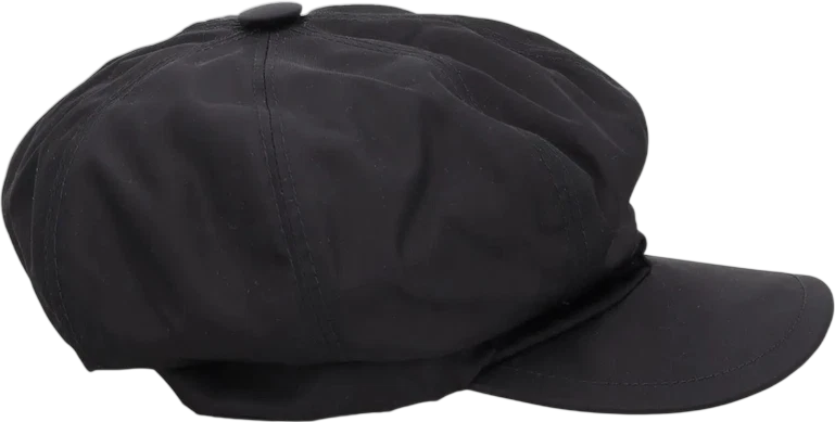 PRADA Black Re-nylon Newsboy Cap With Iconic Triangle Logo Plaque UK S