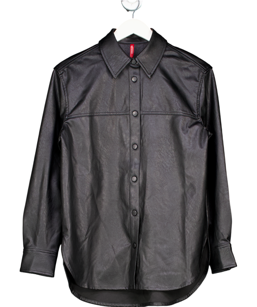 Spanx Black Long Sleeve Faux Leather Shirt UK S