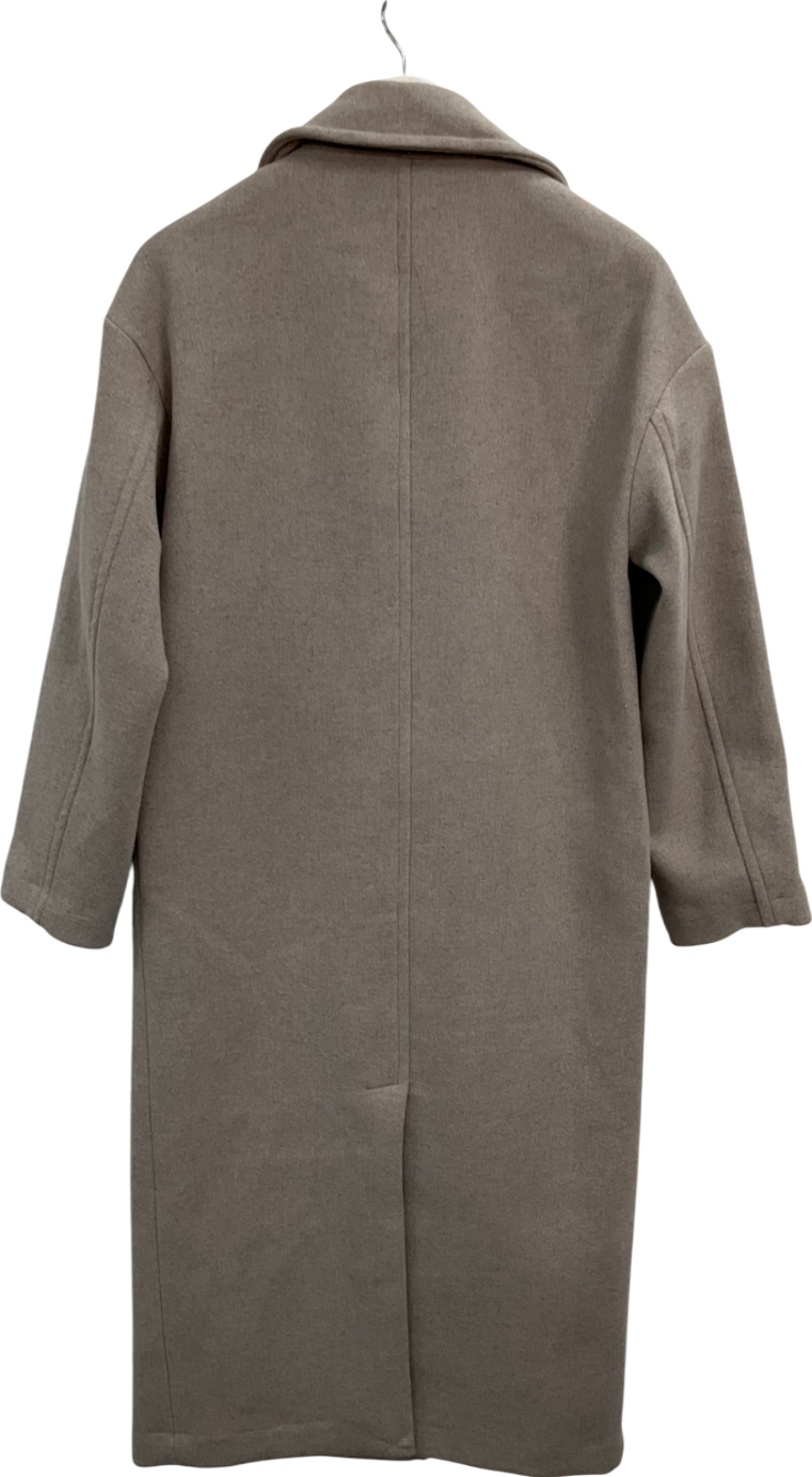 New Look Beige Wool Look Double Breasted Coat UK 10