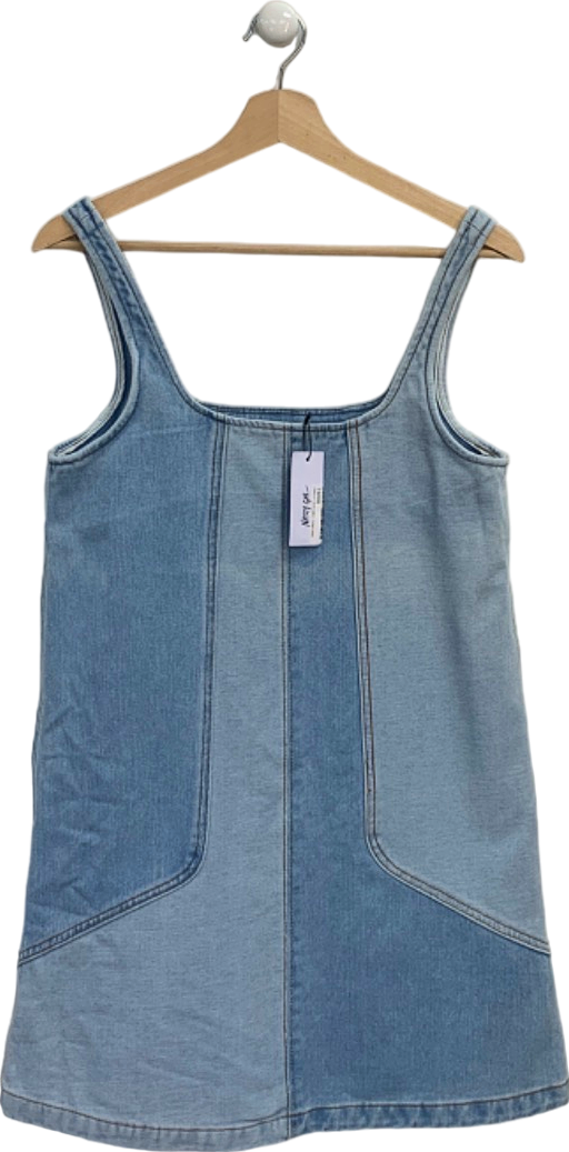 Nasty Gal Multi Panelled Denim Strappy Mini Dress UK 8