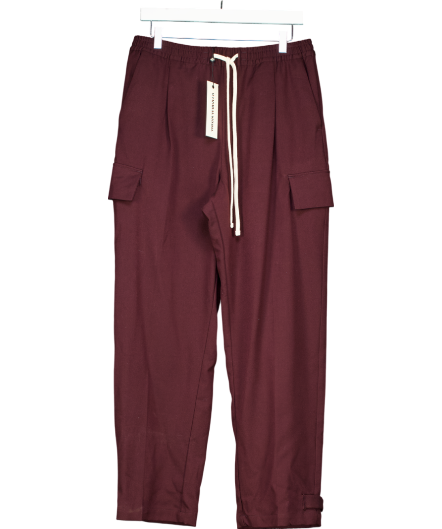 The Couture Club Red Pleated Wide Leg Trousers UK S