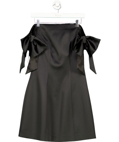 Mint Velvet Black Bow Detail Bardot Satin Mini Dress UK 8