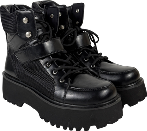 Charles & Keith Black Eliot Platform Combat Boots UK 4 EU 37