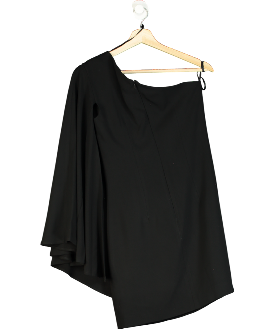 Karen Millen Black Compact Viscose One Shoulder Cape Mini Dress UK 6