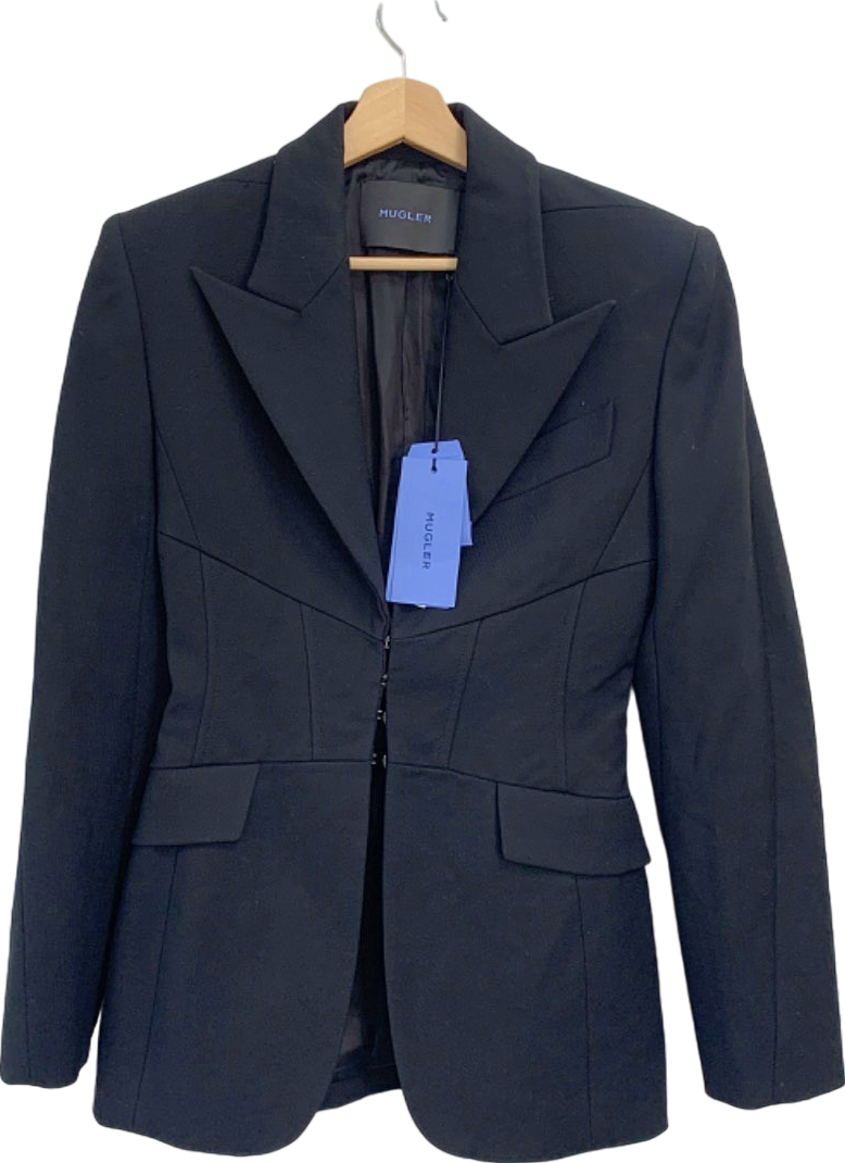 Mugler Black Wool Blazer UK 10