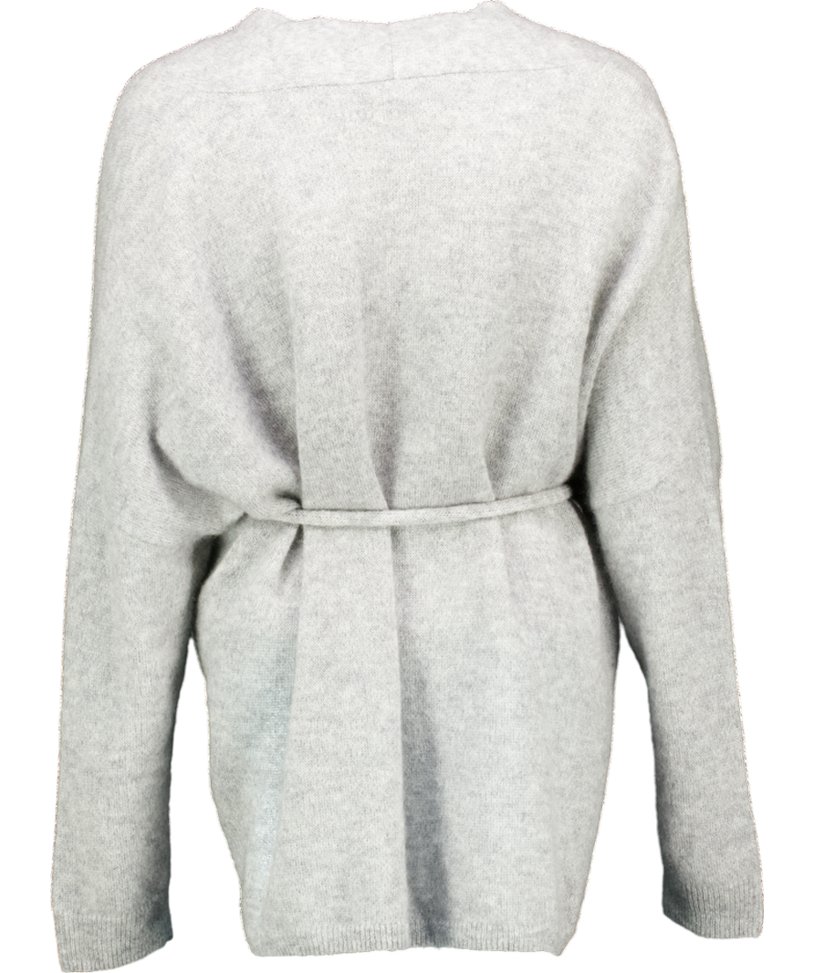 LilySilk Grey Silk/Cashmere Lounge Wrap Knit Cardigan UK M