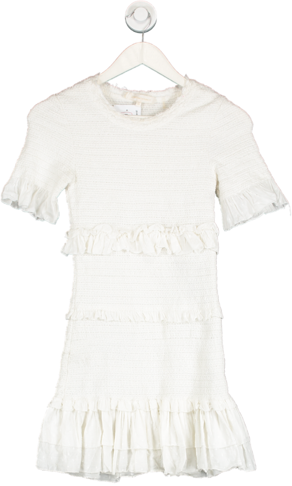 loveshackfancy White Ruffled Mini Dress UK XS